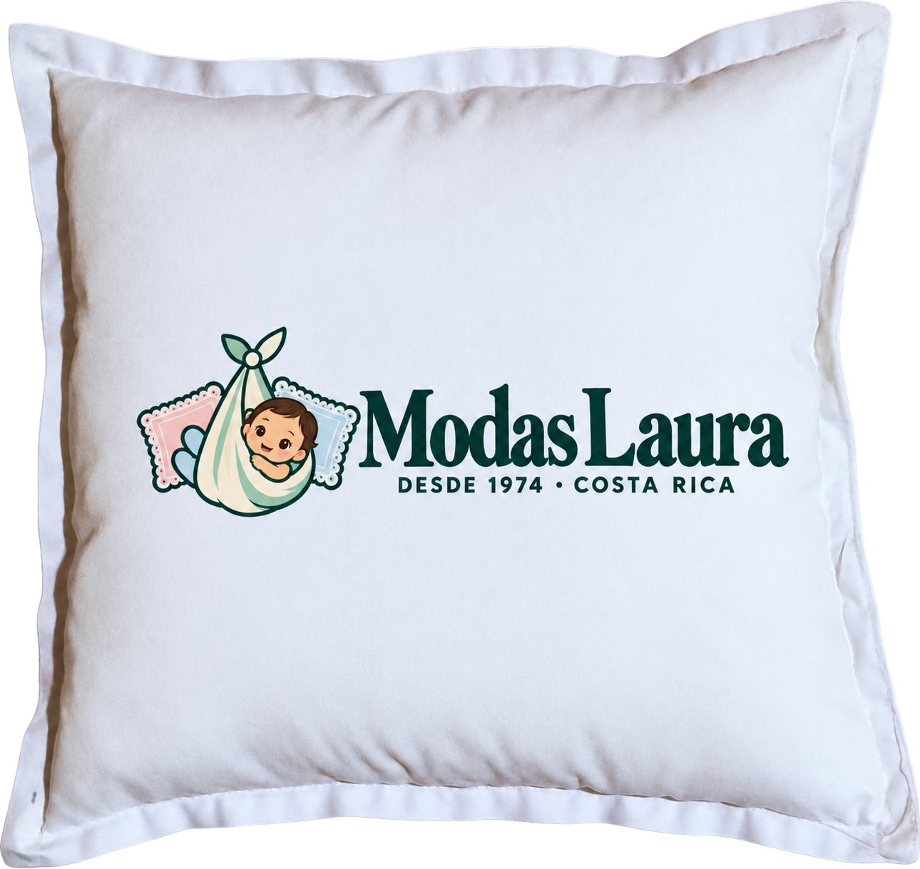 Illustrative style 3 mockup, 28 × 28 cm, featuring the Modas Laura logo.