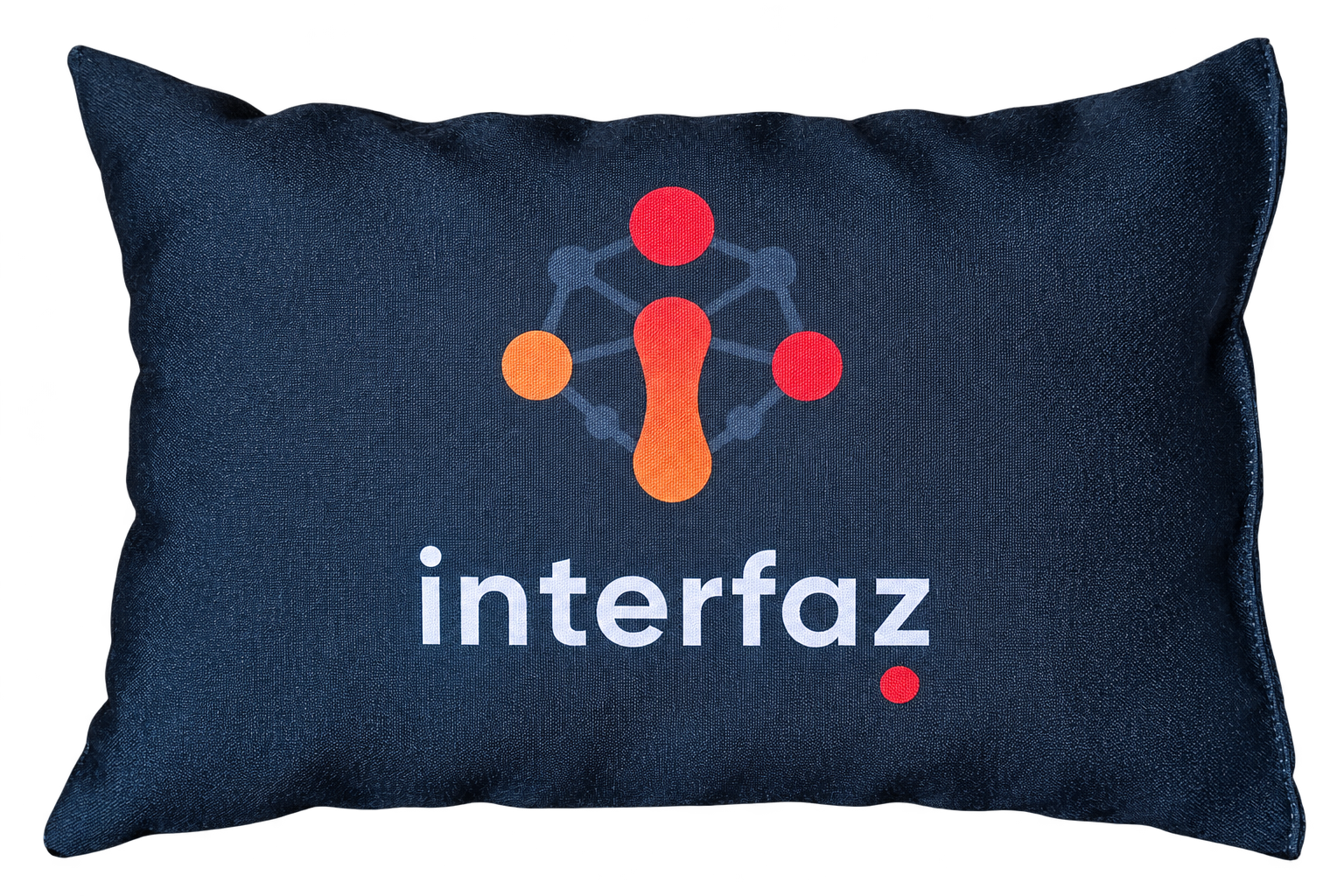 Style 4 dark pillow featuring an Interfaz design, an example of full sublimation.